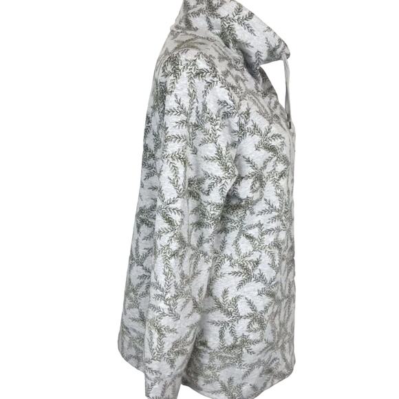 L.L. Bean Cowl Neck Sweatshirt Evergreen Gray Drawstring Tunic Top Womens Med - Picture 2 of 7